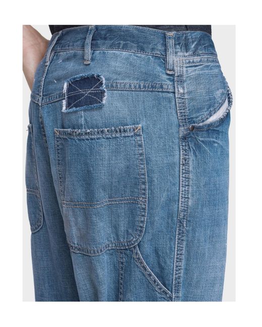 Maison Margiela Blue Patchwork Straight Leg Trousers for men