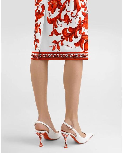 Dolce & Gabbana Red Silk-Blend Majolica Print Dress