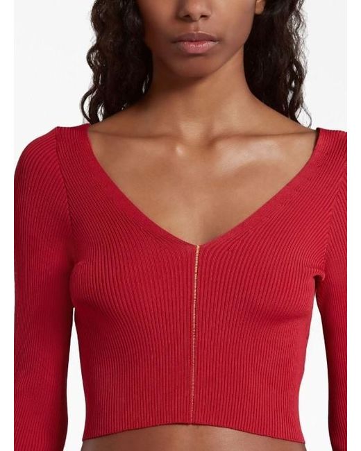 Marni Red Knitted V-Neck Pullover