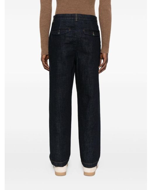 Barena Blue High-Waisted Straight-Leg Jeans for men