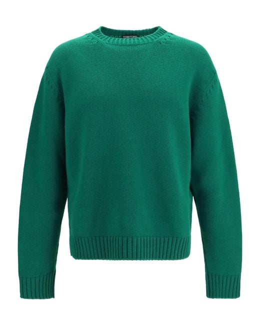 Tom Ford Green Crewneck Knitted Sweater for men
