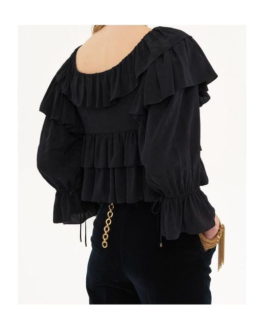 Chloé Black Chloé Ruffled Cropped Blouse