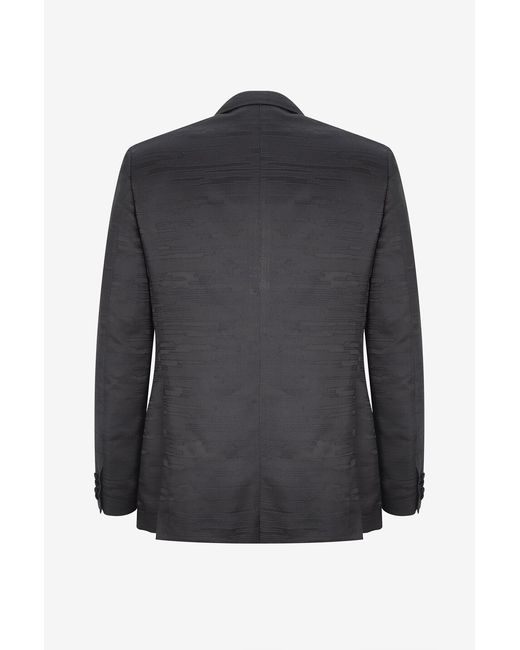 Brioni Black Silk-Blend Jacquard Blazer for men