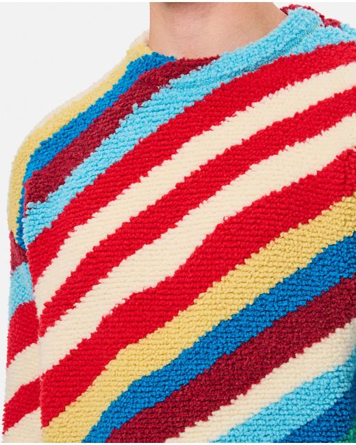 Bottega Veneta Red Striped Crewneck Jumper for men