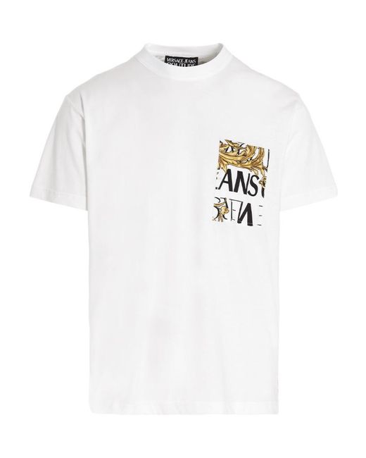 Versace Jeans White Chest Logo-Print Detail T-Shirt for men