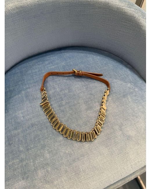 Miu Miu Metallic Metal And Leather Necklace