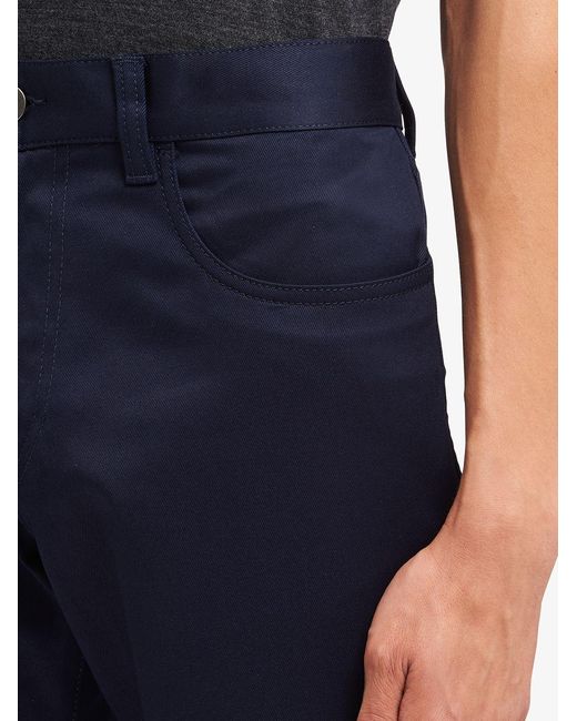 Prada Blue Stretch Drill Five-Pocket Trousers for men