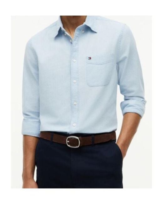 Tommy Hilfiger Blue Button-Down Chest-Pocket Shirt for men