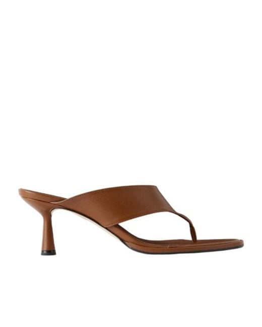 Aeyde Brown Leather Thong Sandals