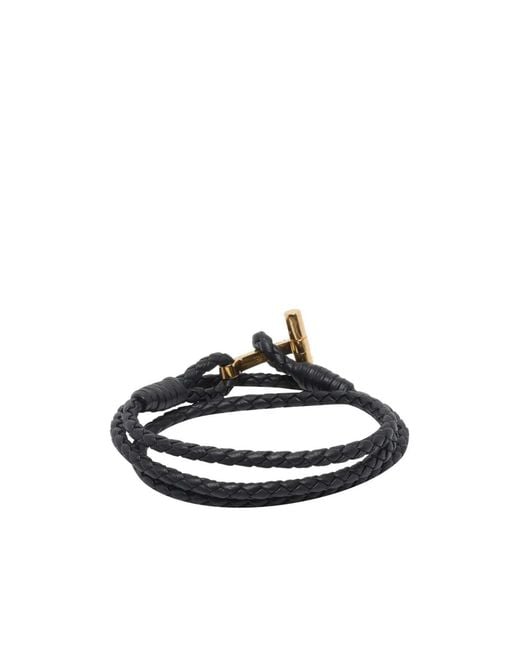 Tom Ford White T Plaque Braided Bracelet for men