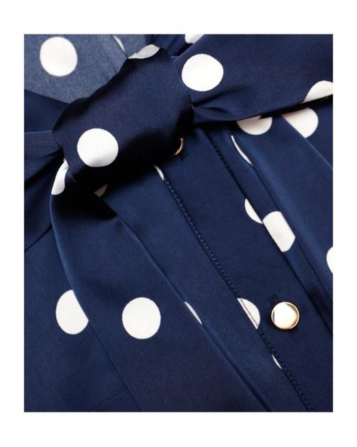 Self-Portrait Blue Polka Dot Pleated Midi Dress