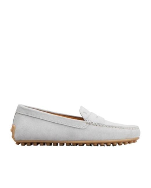 Tod's White Gommino Slip-On Loafers
