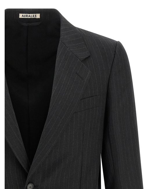 Auralee Black Pinstripe Single Breasted Jacket for men