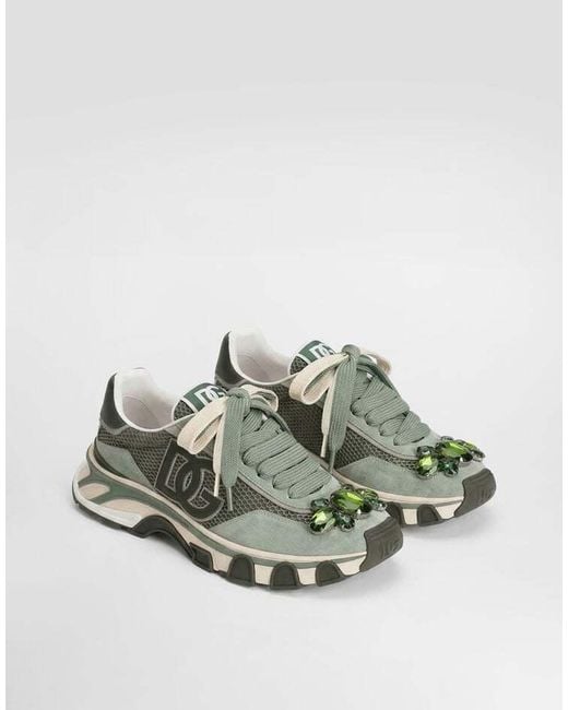 Dolce & Gabbana Green Dg Country Road Textile Sneakers