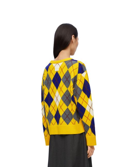 Loewe Yellow Argyle Crewneck Knitted Jumper