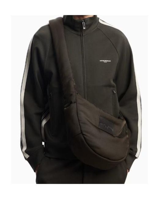 Emporio Armani White Padded Nylon Shoulder Bag for men