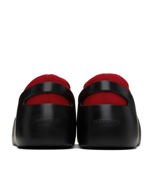 Ferragamo Red Hybrid Logo-Patch Panelled Sneakers for men
