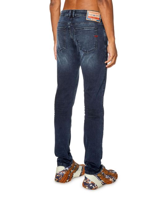 DIESEL Blue Logo Patch Low-Rise Jeans for men