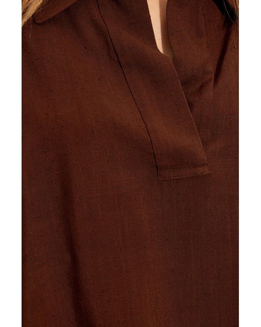 Dries Van Noten Brown Short-Sleeved Oversized Top