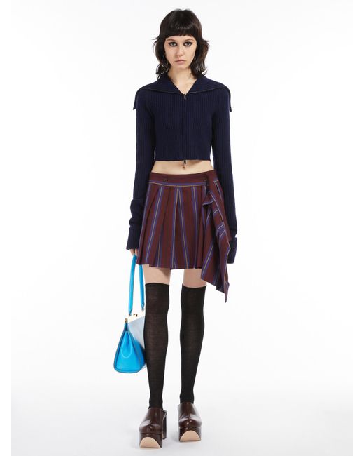 Sportmax Blue Zipped Cropped Cardigan