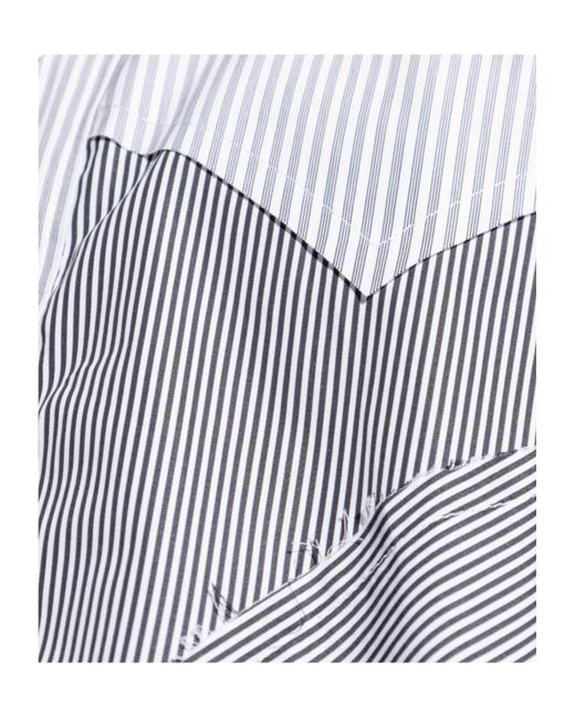 Maison Margiela Blue Panelled Striped Button-Up Shirt for men
