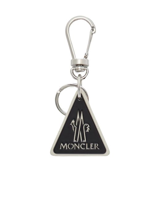 Moncler White Logo Leather Key Ring for men