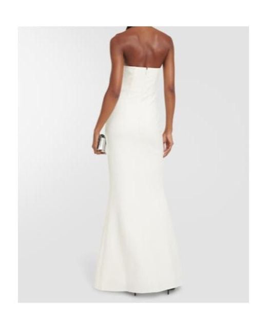 Safiyaa White Bridal Strapless Crêpe Gown