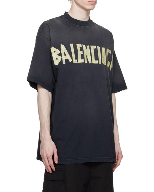 Balenciaga Black Tape Type Medium Fit T-Shirt for men