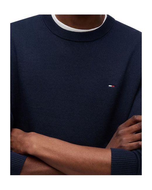 Tommy Hilfiger Blue Tommy Flag Embroidery Lightweight Slim Jumper for men