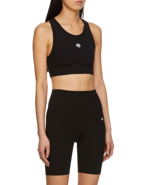 Anine Bing Black Logo-Print Sports Bra