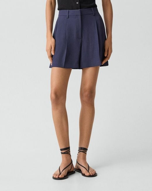 Theory Blue Fluid Pleat Short