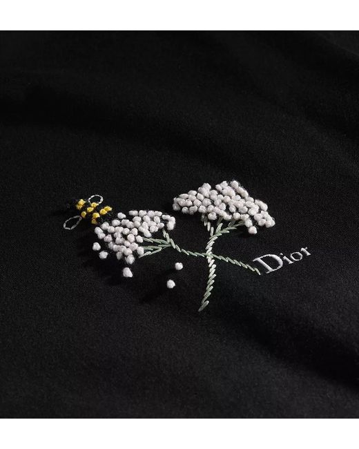 Dior Black T-Shirt With Flower Bee Embroidery, Relaxed Fit for men