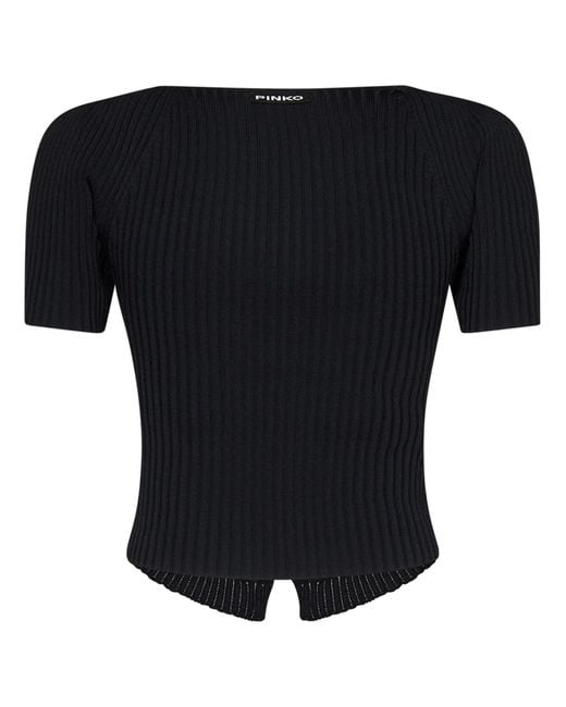 Pinko Black Ribbed T-Shirt