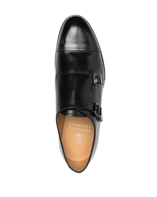 Brunello Cucinelli Black Buckle-Fastened Monk Shoes for men