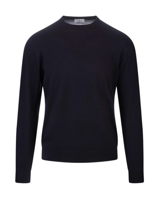 Fedeli Blue Round Neck Sweater for men