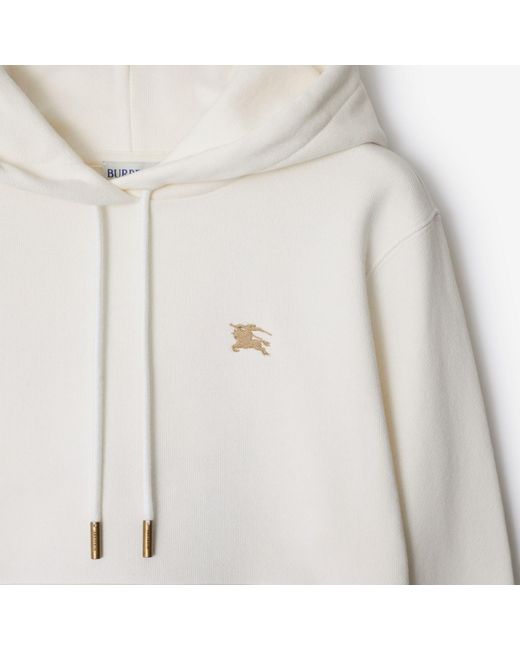 Burberry White Ekd Embroidered Checked Drawstring Hoodie