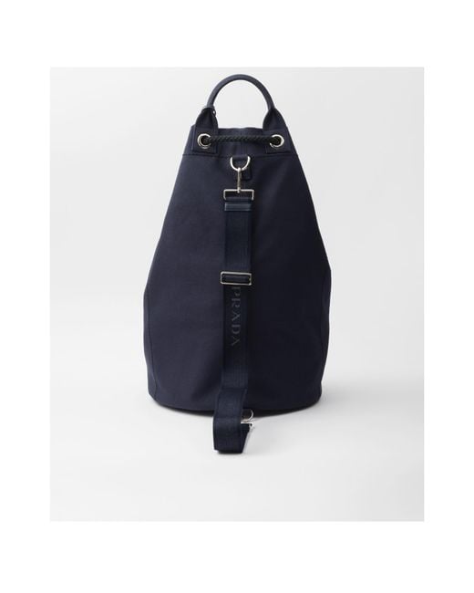 Prada Blue Canvas Drawstring Duffle Bag for men