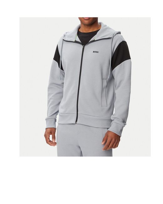 Boss Gray Two-Piece Set With Long-Sleeved Zip-Up Jacket for men