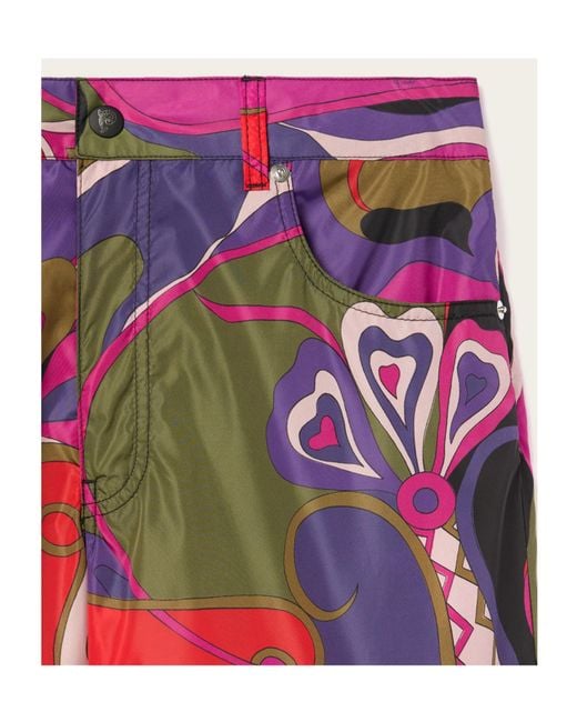 Emilio Pucci Red Pucci Orchidee Print Cargo Pants