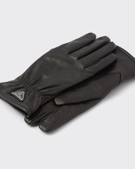 Prada Black Triangle-Logo Pull-On Gloves for men