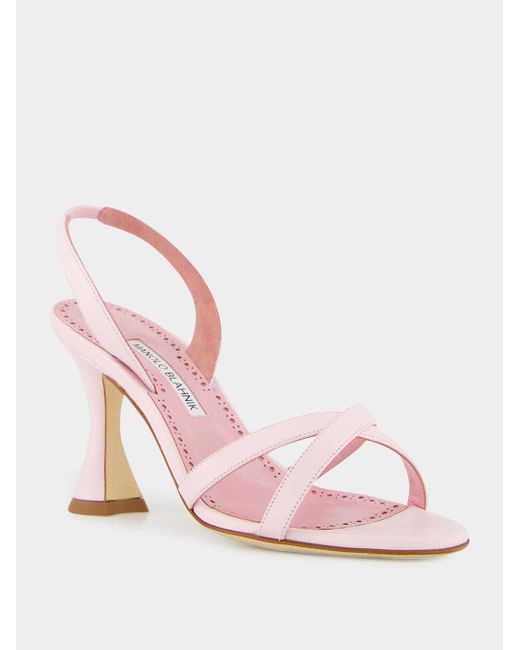 Manolo Blahnik Pink Round Toe High Heel Sandals