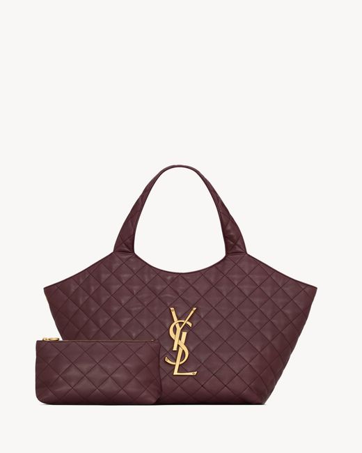 Saint Laurent Purple Icare Quilted Medium Tote Bag