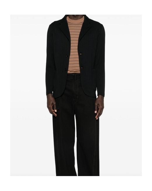 Lardini Black Notched Patch-Pocket Jacket for men