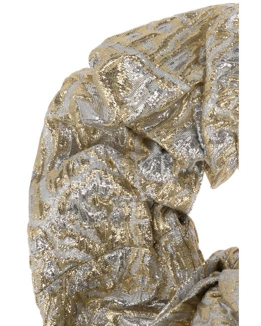 Ganni White Logo Patch Metallic Scrunchie
