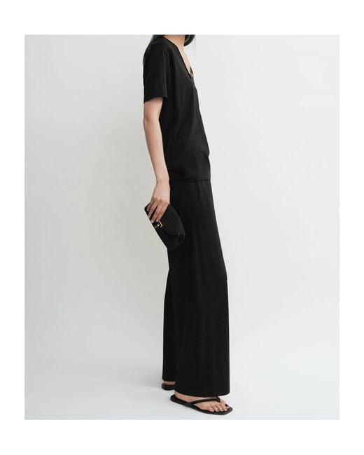 Totême Black Totême Elasticated Waistband Wide Leg Pants