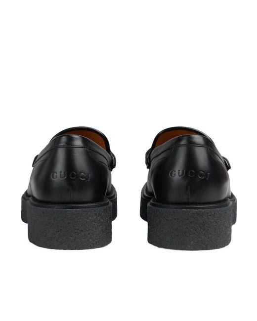 Gucci Black Menen Interlocking G-Plaque Loafers for men