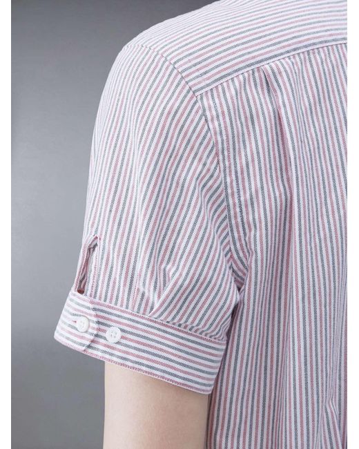 Thom Browne Blue Rwb Striped Logo Patch Shirt