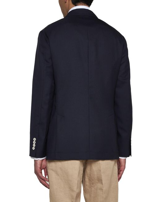 Brunello Cucinelli Blue Single Breasted Tailored Blazer for men
