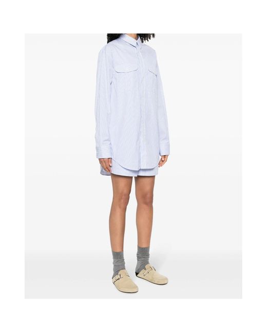 Wardrobe NYC White Striped Cotton Shirtdress