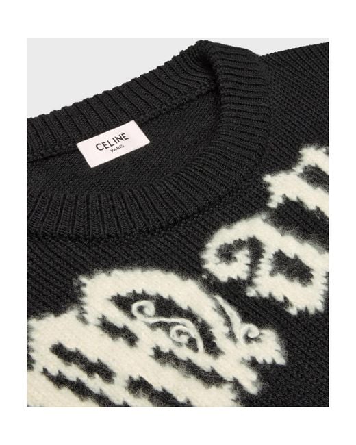 Céline Black Dash Snow Crew Neck Sweater for men